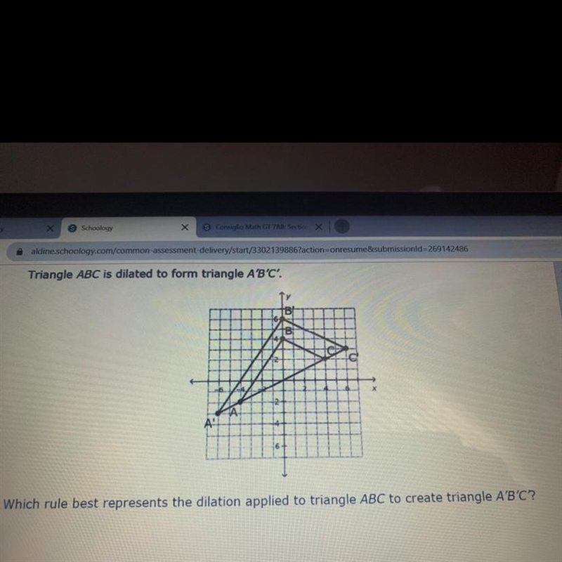 A.(x,y)-(2x,2y) B.(x,y)-(3/2x,3/2y) C.(x,y)-(3x,2y) D.(x,y)-(x+2,y+2)-example-1