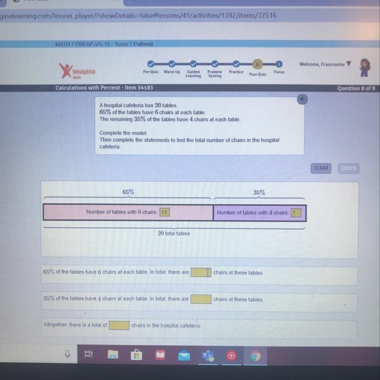 PLEASEEEEEE HELPPPP!!!!!!!! A hospital cafeteria has 20 tables 65% of the tables have-example-1