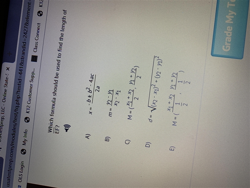 Which formula should be used to find the length of EF Plzzzz help me I’ve been stuck-example-2