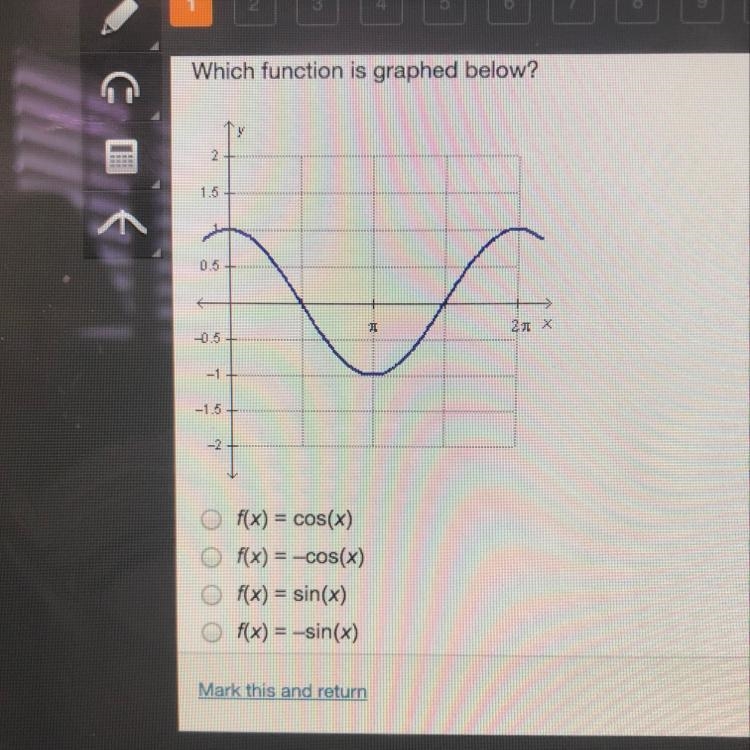 Which function is graphed below?-example-1