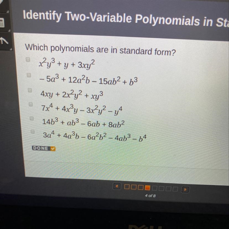 Which polynomials are in standard form?-example-1