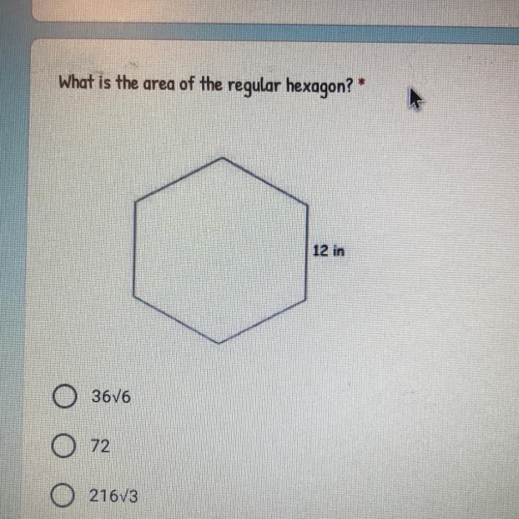 What is the area of the regular hexagon?-example-1