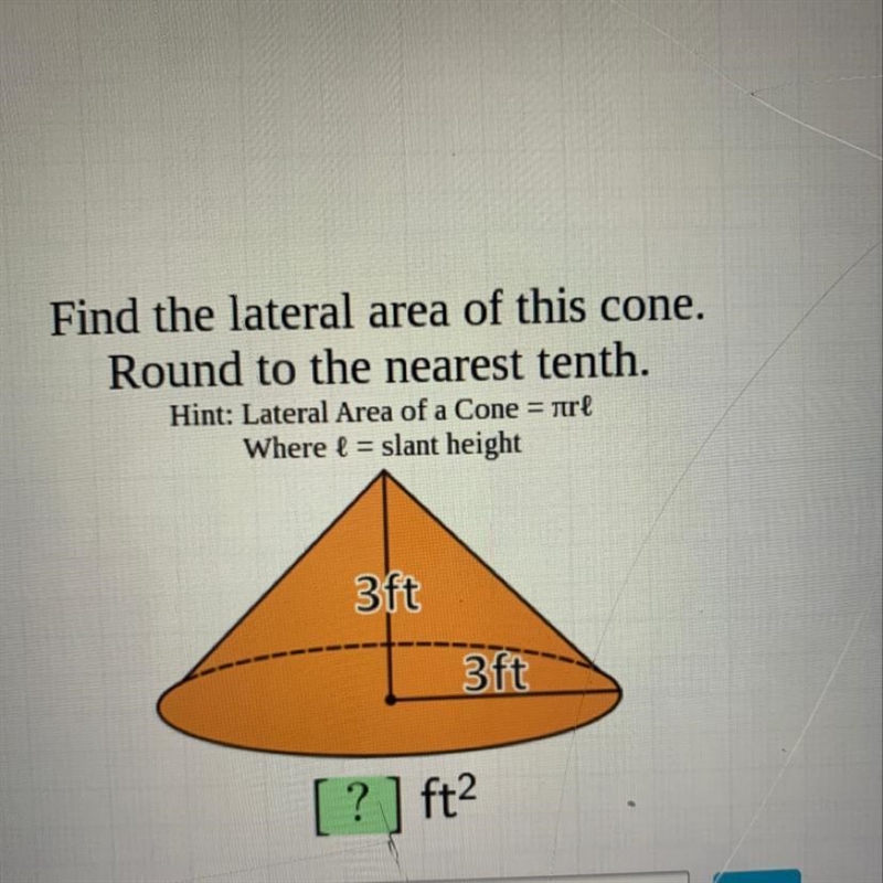 Find the lateral area of this cone-example-1