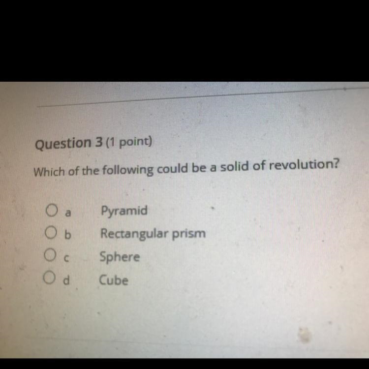 Which of the following could be a solid of revolution? (A) pyramid (B) Rectangular-example-1