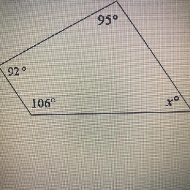 In this quadrilateral x= A) 56. B) 67 C) 78 D) 89-example-1