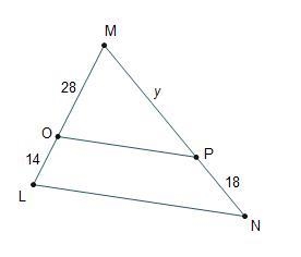 Which value of y would make O P is parallel to L N? 16 24 32 36-example-1