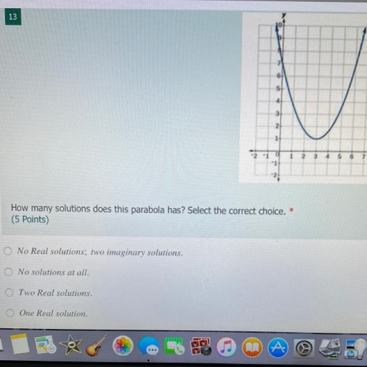 ***PLEASE HELP***(ᗒᗣᗕ)՞ How many solutions does this parabola has? Select the correct-example-1