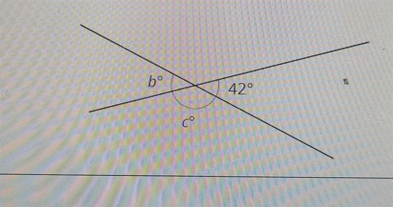 Two lines intersect. Find the value of b and c. Solution:​-example-1