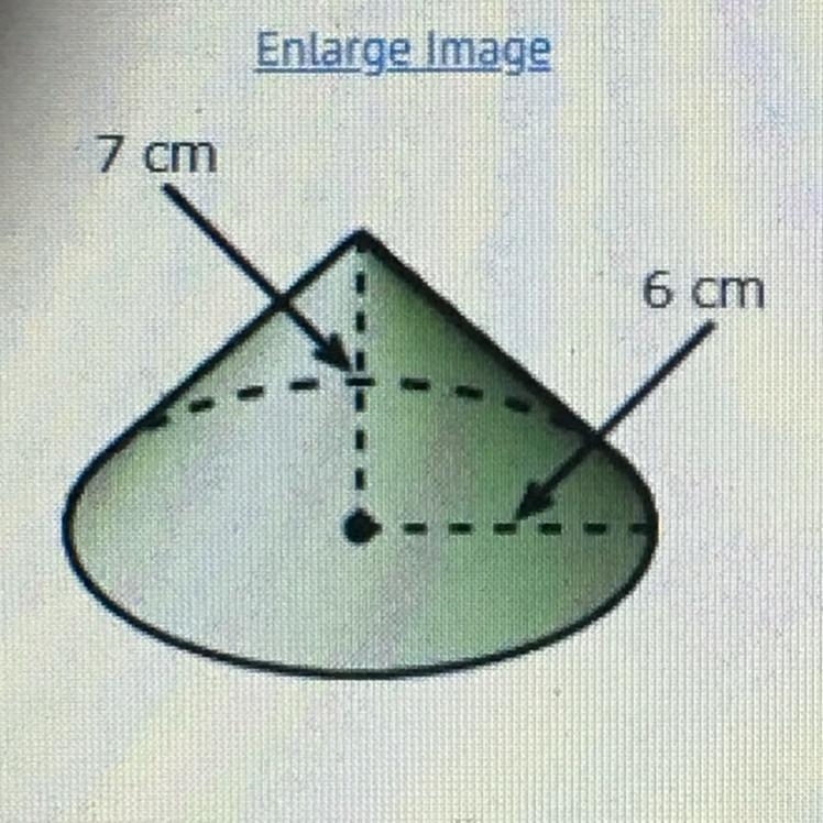 Consider a sphere with the same radius (r = 6) as the cone shown. What is the difference-example-1