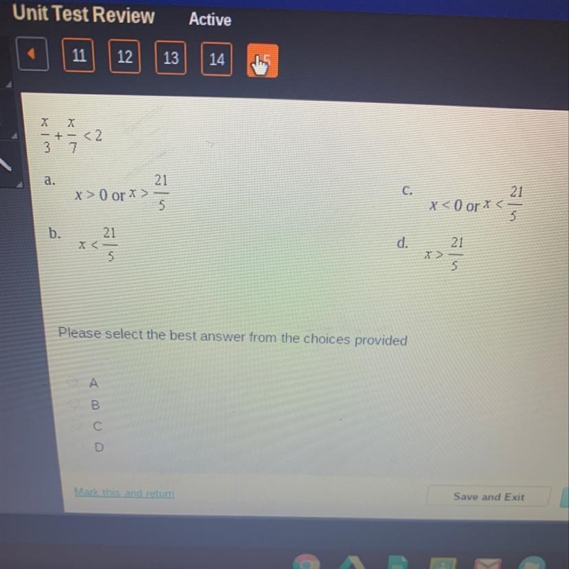 X/3+x/7<2 , how do i solve ?-example-1