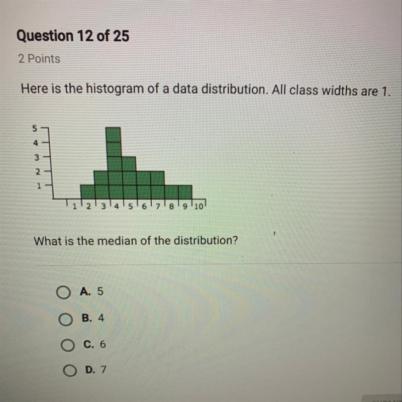 Here is the histogram of a data distribution. All class widths are 1. What is the-example-1