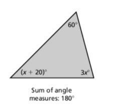 Find the value of x. Then find the angle measures of the polygon-example-1