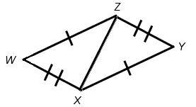 Which statement describes the congruent triangles? Triangles W Z X and Z Y X. Sides-example-1