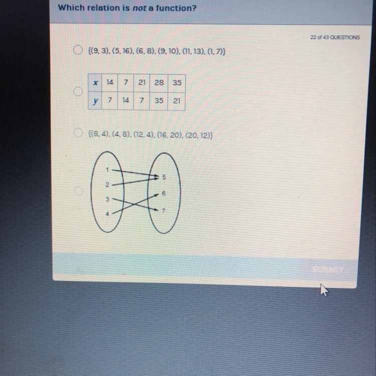 Which relation is not a function?-example-1