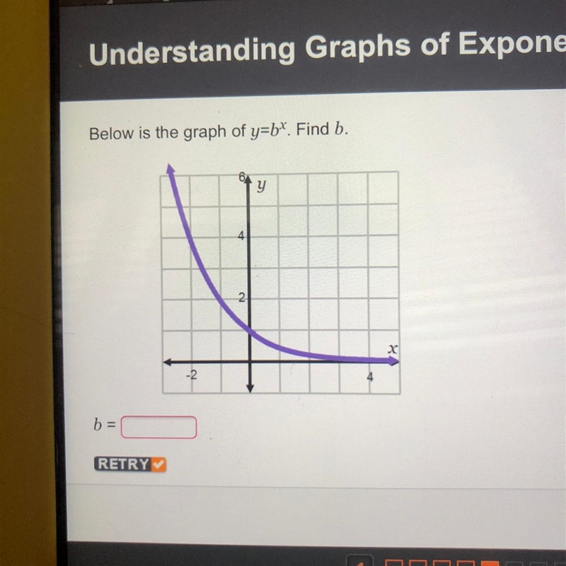 Below is the graph of y=b^x. find b.-example-1