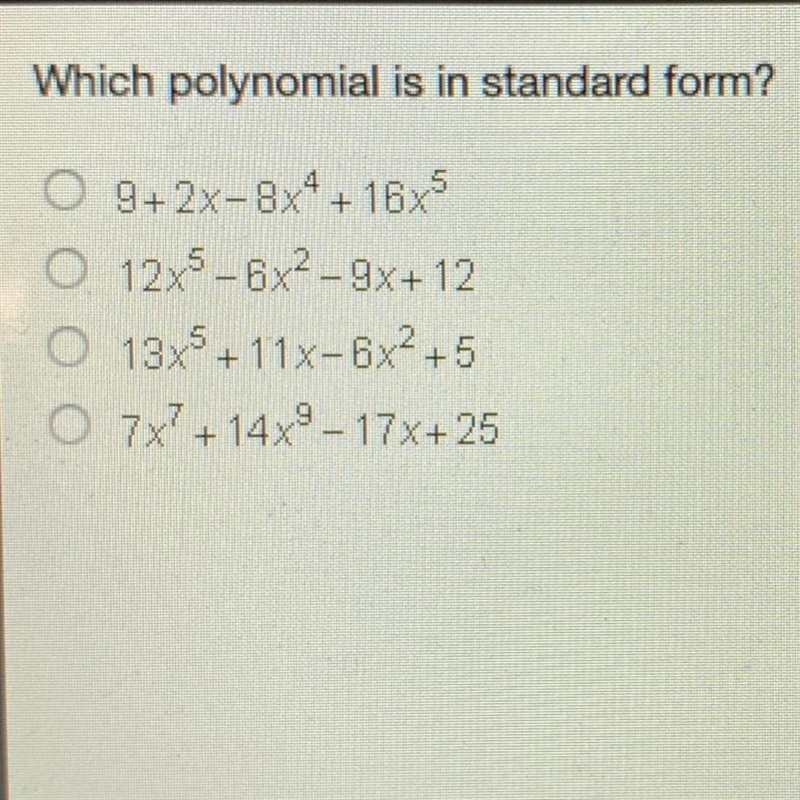 Which polynomial is in standard form-example-1