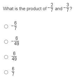 What is the product of Negative StartFraction 2 over 7 EndFraction and Negative StartFraction-example-1