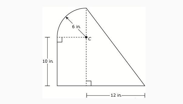 Melissa is making a piece for a stained glass window that has the shape and measures-example-1