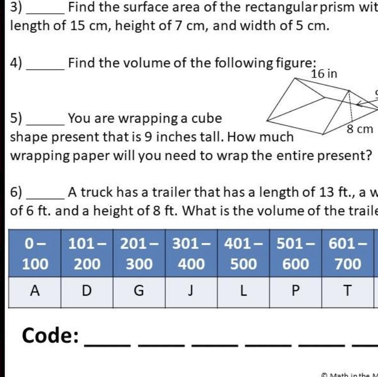 It’s Number 5. You are wrapping a cube shape present that is 9 inches tall. How much-example-1