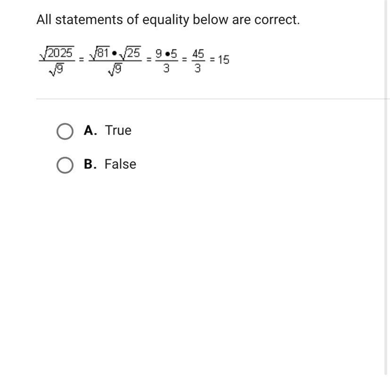 True or False: All statements of equality below are correct. Please help!!-example-1