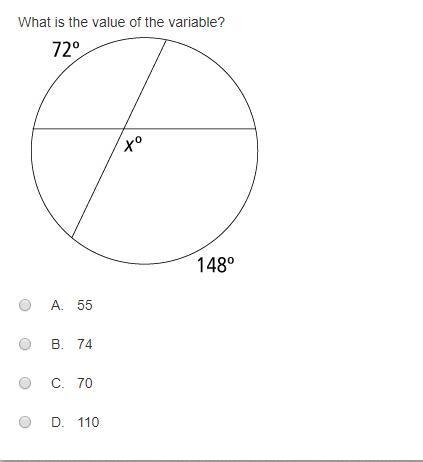 What is the value of the variable? A. 55 B. 74 C. 70 D. 110-example-1