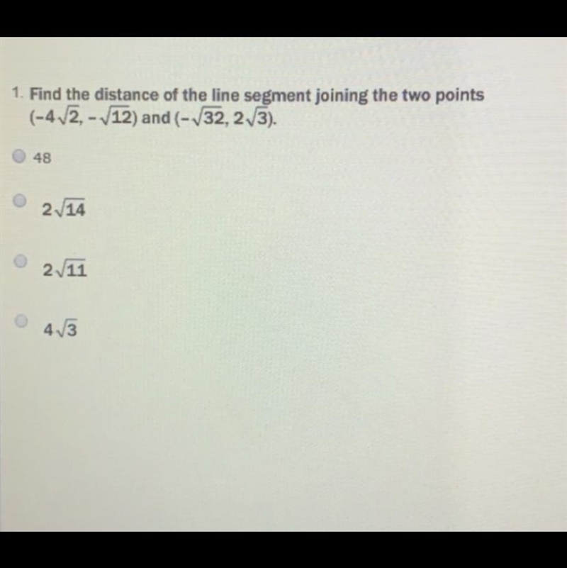 Find the distance of the line segment joining the two points-example-1