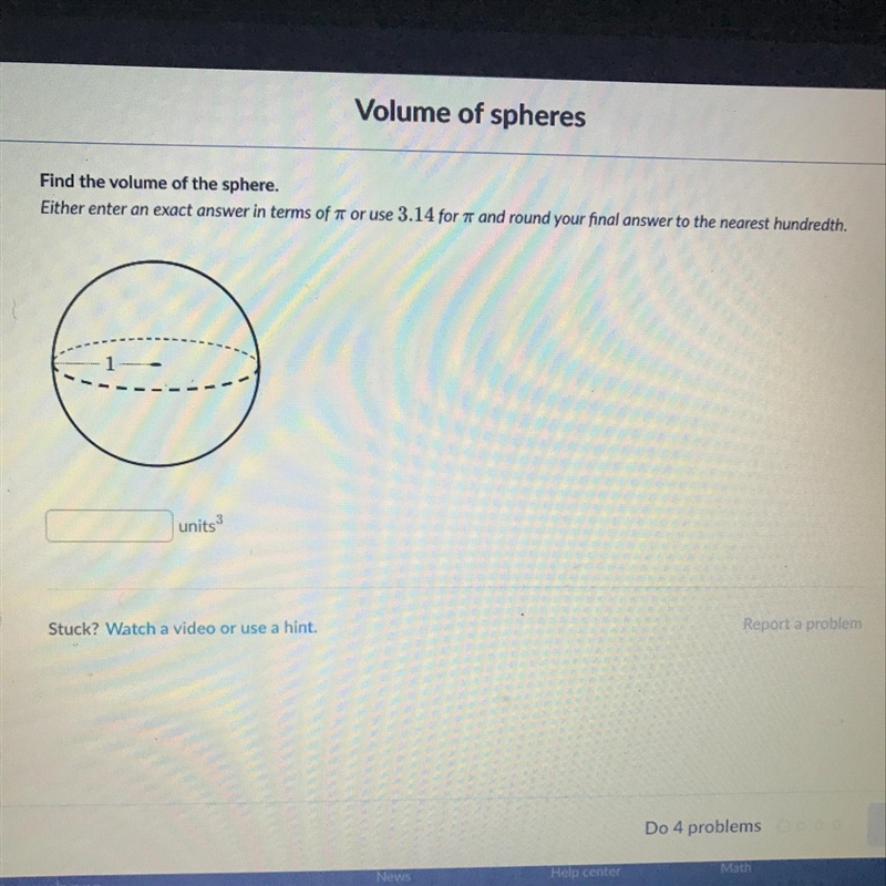 Find the volume of the sphere . (Geometry)-example-1