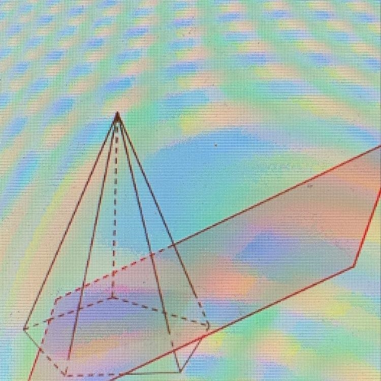 A plane cuts a pyramid as shown in the diagram. What is the shape of the cross section-example-1