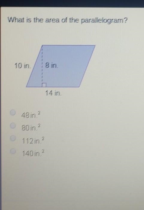 What is the area of the parallelogram? ​-example-1