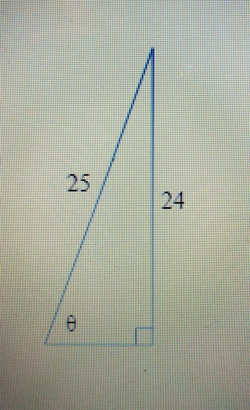 Find cos0 where 0 is the angle shown. Give an exact value, not a decimal approximation-example-1