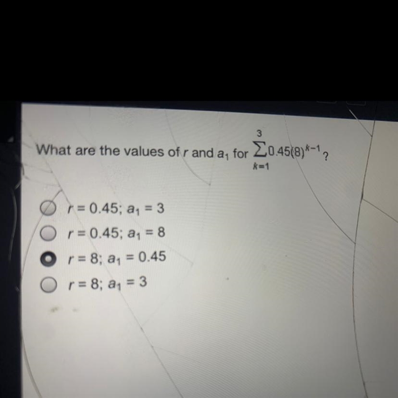 What are the values of r and a1-example-1