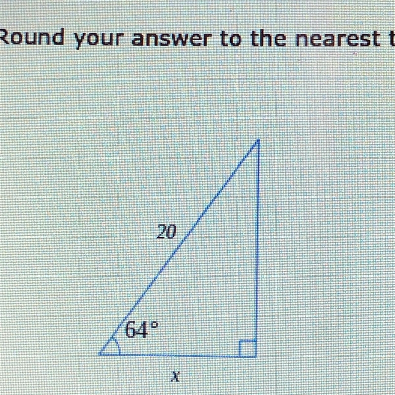 Solve for x in the triangle. round to the nearest 10th.-example-1