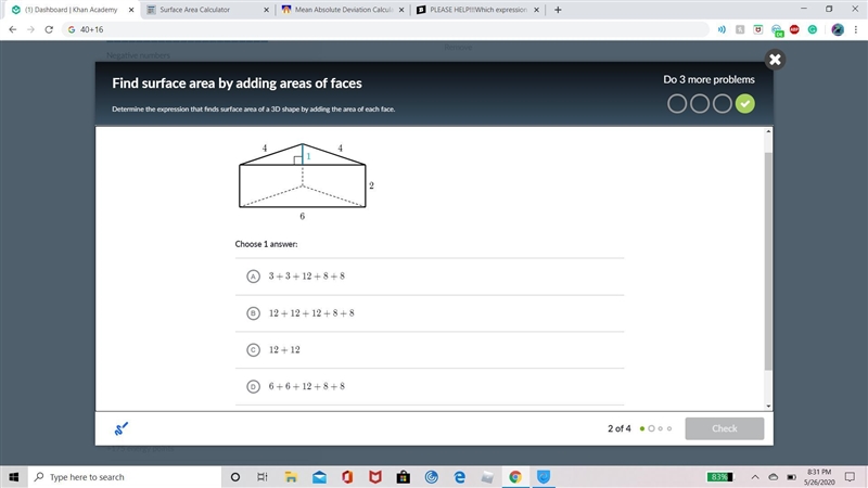 Which expression can be used to find the surface area of the following triangular-example-1