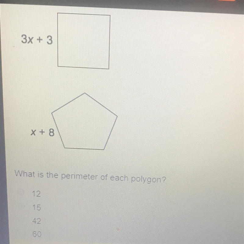 3x + 3 X + 8 What is the perimeter of each polygon?-example-1