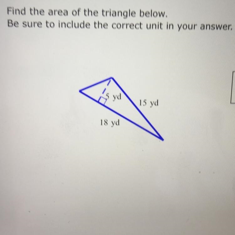 Find the area of the triangle below. Be sure to include the correct unit in your answer-example-1