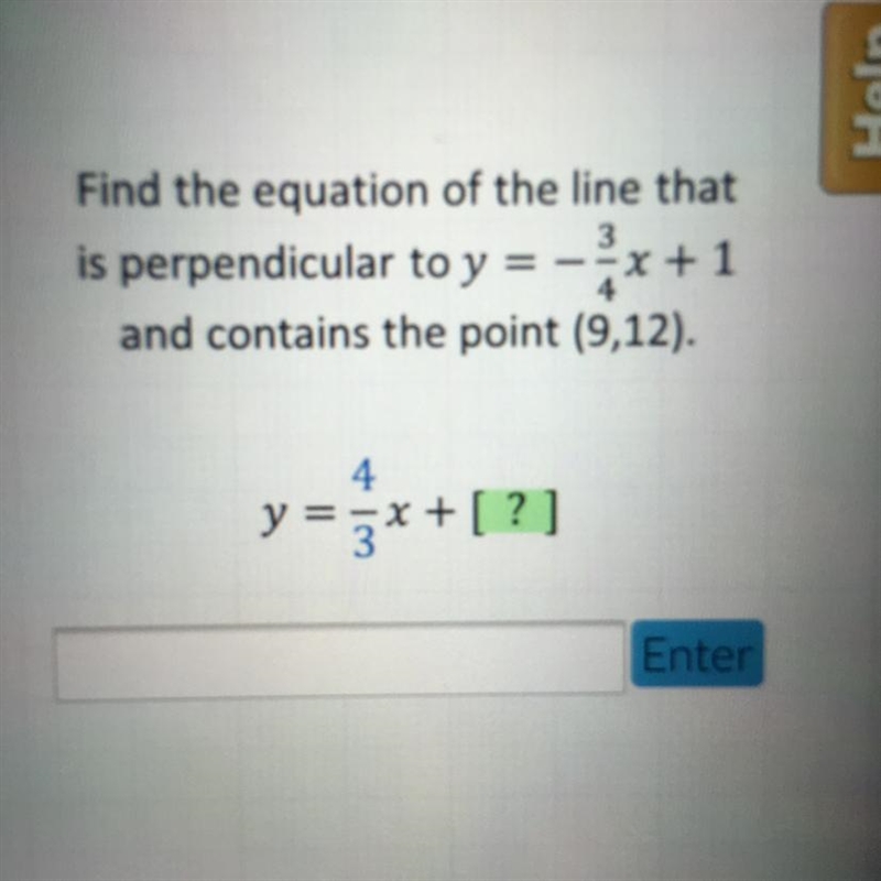 Find the equation of the line that is perpendicular to y. Help plz-example-1