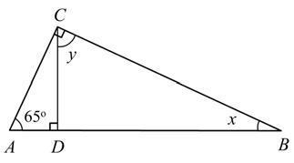 HELP Explain and show how to find the measurement of angle x and y. Use the word complementary-example-1