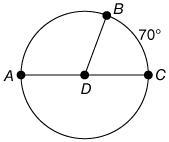 AC is a diameter of D , and m BDC = 70°. What is the measure of ADB ? 70° 30° 110° 90°-example-1