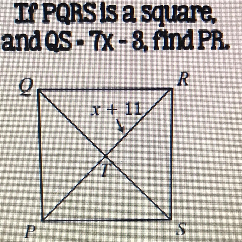 Find length of PR. TR=x+11-example-1