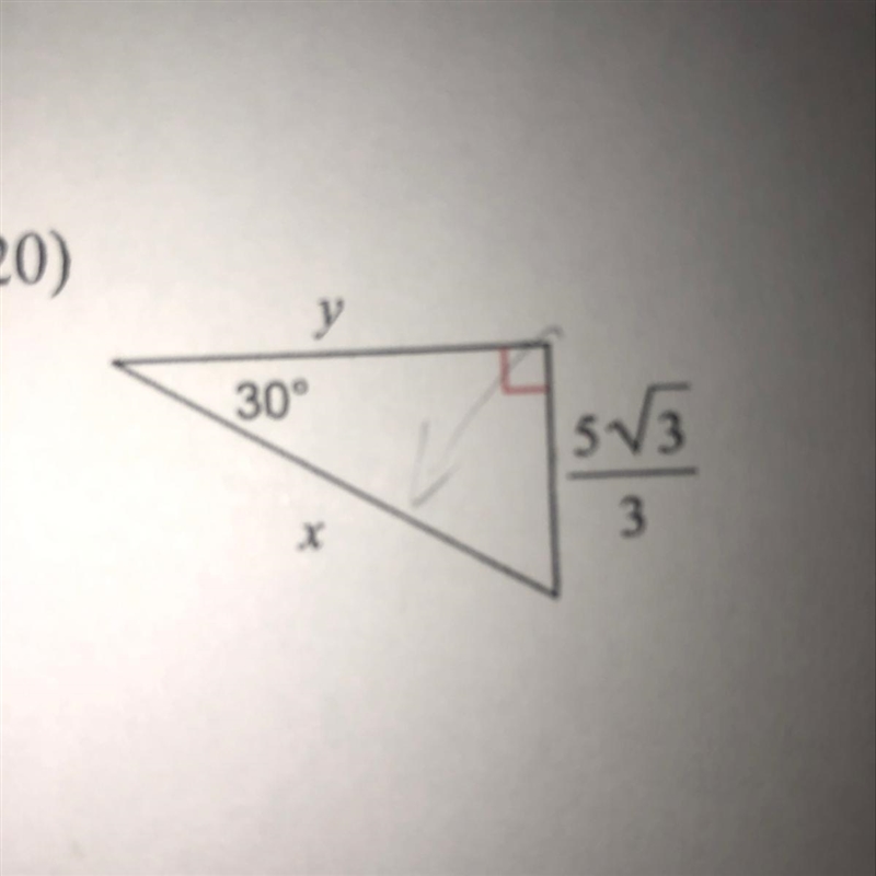 Find the missing side length leave your answers as radicals in the simplest form.-example-1