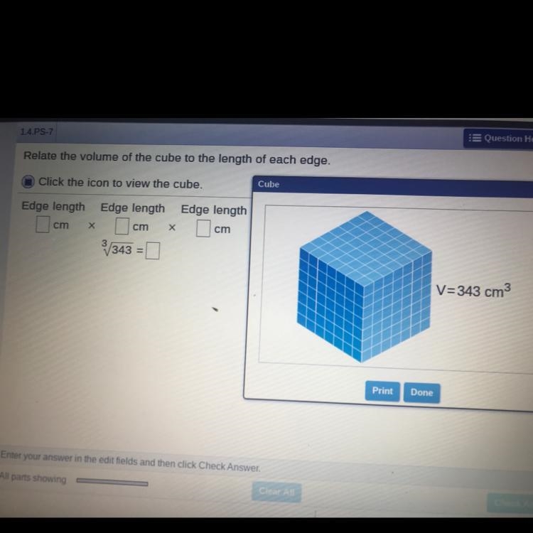 Match the volume of the cube to the length of each edge.-example-1