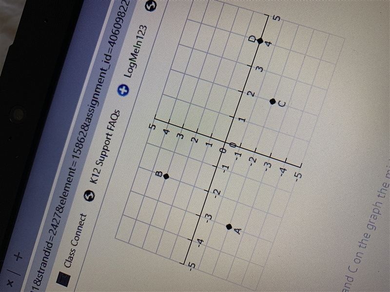 If a line segment were drawn between points B and C on the graph the midpoint of the-example-1