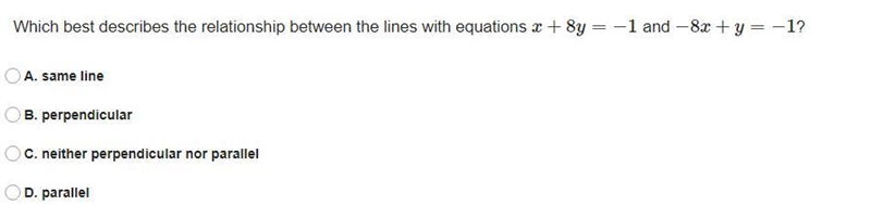 Which best describes the relationship between the lines with equations-example-1