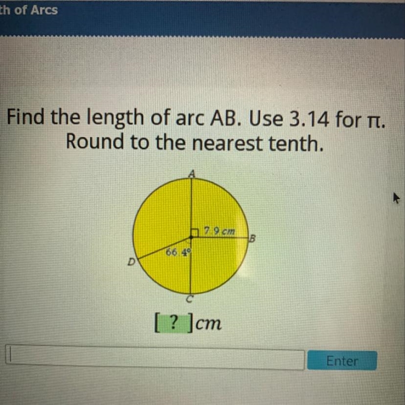 Find the length of arc AB. Help idk how to do this-example-1