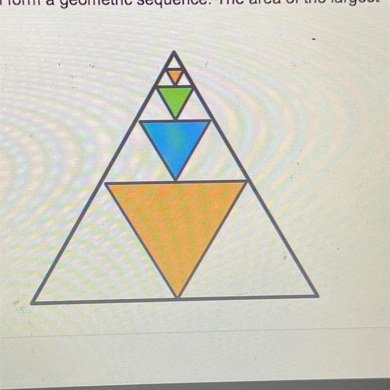 The area of the shaded triangles in the fractaſ shown form a geometric sequence. The-example-1