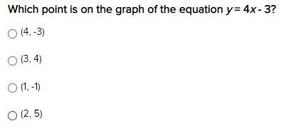 Which point is on the graph of the equation y = 4x - 3?-example-1