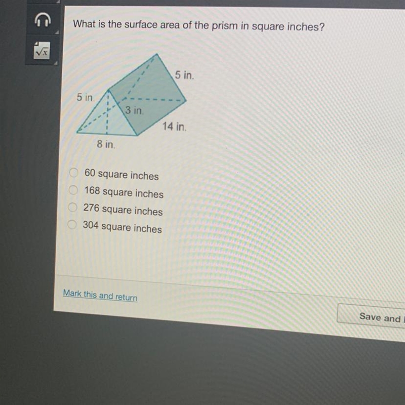 What is the surface area of the prism in square inches-example-1