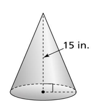 The circumference of the base of the cone is 8.5π inches. What is the volume of the-example-1