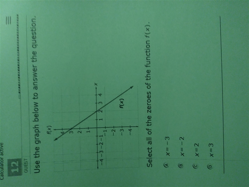 Use the graph below to answer the question. Select all of the zeroes of the function-example-1