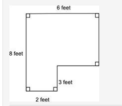 The figure shows a carpeted room. How many square feet of the room are carpeted? 24 square-example-1